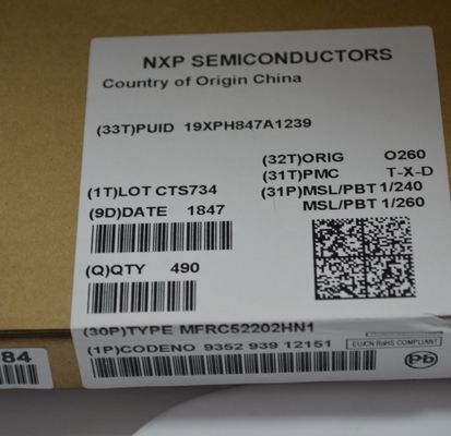MFRC52202HN1 13,56MHz RFID/NFC Reader IC mit ISO 14443A/MIFARE Unterstützung SPI/I2C/UART Schnittstellen, 10cm Reichweite, Low Power Modus Anti-Kollision und kompakte HVQFN32 Paket für sichere Zugriffssysteme
