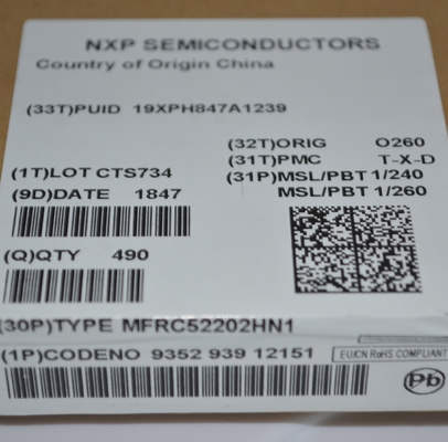 MFRC52202HN1 13,56MHz RFID/NFC Reader IC mit ISO 14443A/MIFARE Unterstützung SPI/I2C/UART Schnittstellen, 10cm Reichweite, Low Power Modus Anti-Kollision und kompakte HVQFN32 Paket für sichere Zugriffssysteme