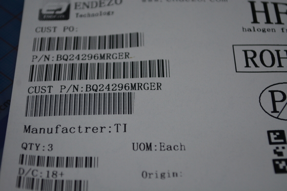BQ24296MRGER 2A Li-Ionen-Einzelladegerät mit 3,9V-6,2V Eingang I2C-Steuerung 20V OVP und 3mm × 3mm QFN-Paket