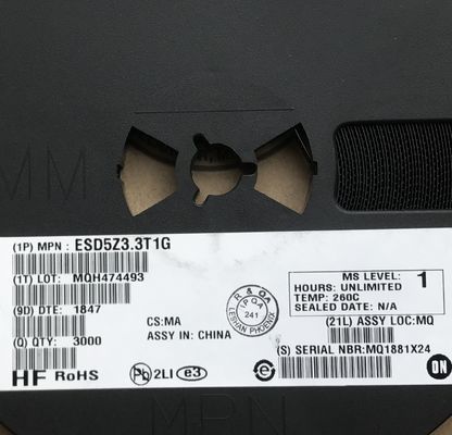 ESD5Z3.3T1G 3,3V Klemmdiode SOD-523 Gehäuse <1pF Kapazität Bidirektional IEC 61000-4-2 Level 4 (30kV), ESD-Schutz Hochgeschwindigkeits-Datenleitungs-Schutz Ideal für tragbare Elektronik