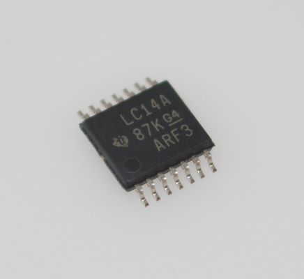 SN74LVC14APWR 6-Kanal Schmitt-Trigger-Inverter mit 1,65-5,5V breitem VCC, 10ns max. tp, 0,5μA niedrigem ICC, ±24mA Ausgangstreiber, HBM ESD-Schutz, TSSOP-14-Gehäuse and -40°C bis +125°C Bewertung