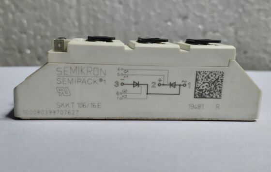 SKKT106/16E 1600V 106A Dual-Thyristor-Modul Niedrige VF 1,35V 2,4kA Stoßstrom AlN-Keramiksockel Druckkontakte SEMIPACK1 Isoliert UL-zertifiziert für Sanftstarter und Antriebe