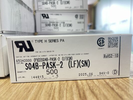 S04B-PASK-2 4-Pin 2,0 mm Pitch Top-Entry Header Reibungssperre UL94V-0 Nylon 3A 250V -25°C bis +85°C THT Mount JST PA-Serie für Geräte